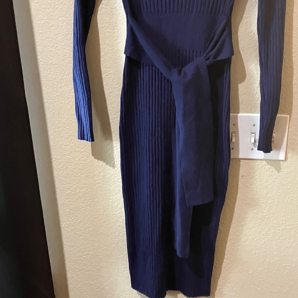Zesica Navy Blue Ribbed Knit Sweater Dress - Picture 4 of 5